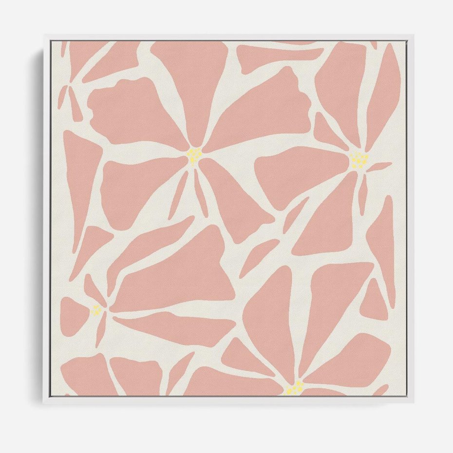 Obraz w ramie 80x80 - Akwarelowe Promienie - abstrakcyjne boho kwiaty, kompozycja - rama biała