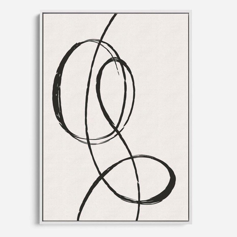 Obraz w ramie 70x100 - Zaklęte Linie - abstrakcyjne szkicowane linie, minimalizm - rama biała