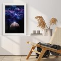 Plakat w ramie 30x40 - Kosmos - Ziemia i Księżyc - kosmos, ziemia - rama biała