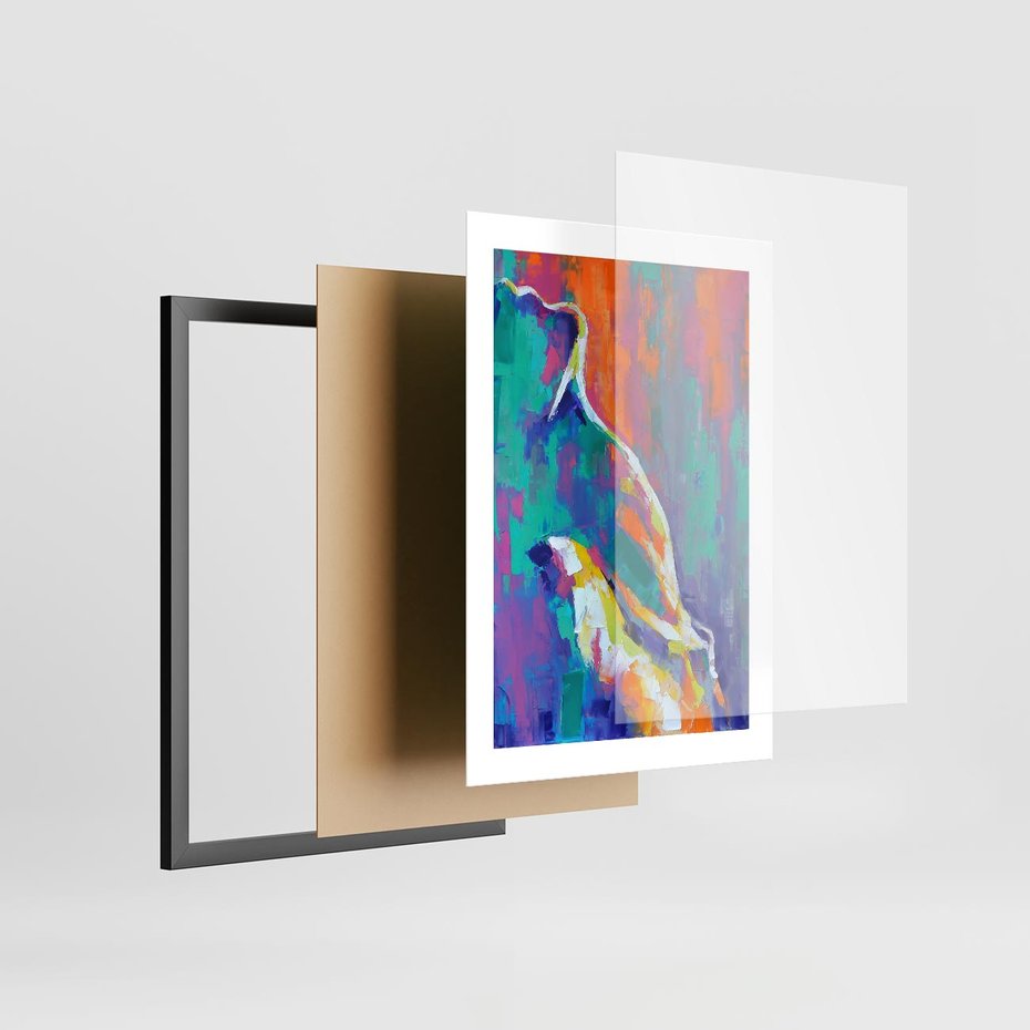 Plakat w ramie 30x40 - Olejne Wibrujące Emocje - abstrakcyjny obraz, różne kolorowe maźnięcia pędzla - rama czarna