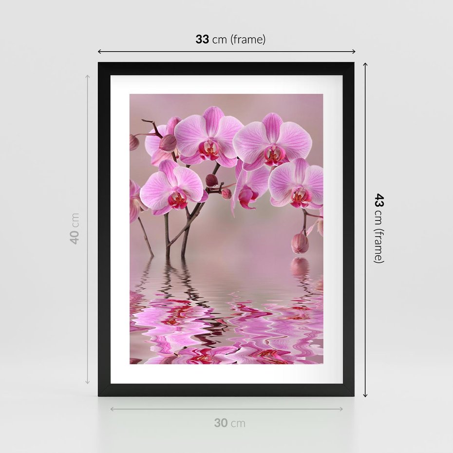 Plakat w ramie 30x40 - Relaksacyjne spa w otoczeniu storczyka - spa, storczyk - rama czarna