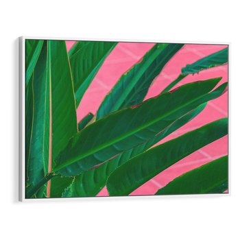 Obraz w ramie 100x70 - Odezwij się do przeszłości - liście, retro - rama biała