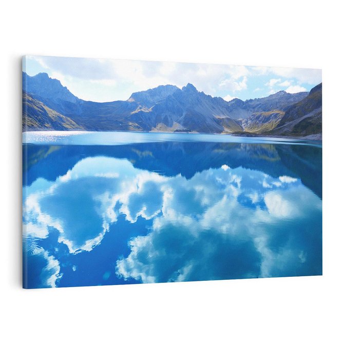 Obraz na płótnie 120x80 - Jezioro - Góry, chmury i niebo - jezioro, góry