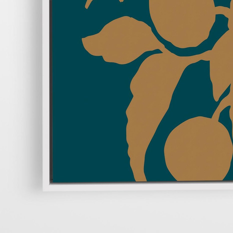 Obraz w ramie 80x80 - Boho Ekspresja Emocji - abstrakcyjna boho grafika, ciemne zielone tłó - rama biała