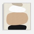 Obraz w ramie 50x50 - Zgeometryzowane Kształty - modernistyczny plakat, obłe kształty - rama biała