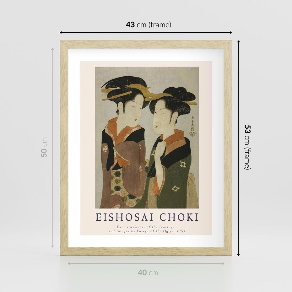 Plakat w ramie 40x50 - Reprodukcja Japońskiej Grafiki - eishosai choki, reprodukcja grafiki - rama drewno