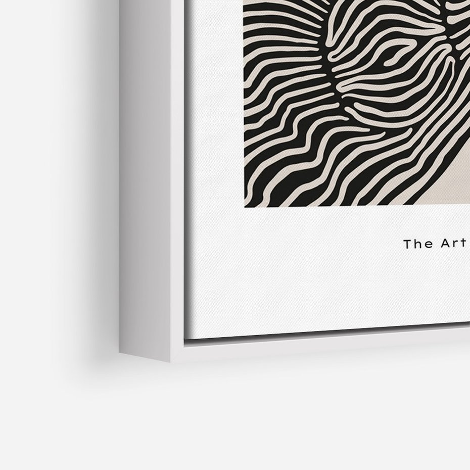 Obraz w ramie 70x100 - Wewnętrzne Zagadki Kształtów - sztuka minimalizmu, biało czarna rycina - rama biała