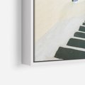 Obraz w ramie 50x70 - Malowniczy urok wyspy - Santorini, schodki - rama biała