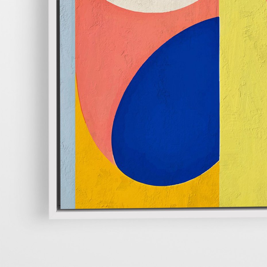 Obraz w ramie 80x120 - Harmonia Kolorowych Impulsów - abstrakcyjne geometryczne kształty, olejny obraz - rama biała