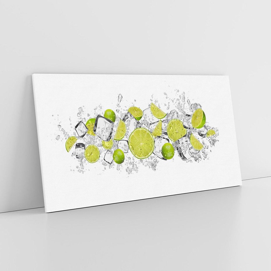 Obraz na płótnie 140x70 - Rześkość i smak - limonki, lód