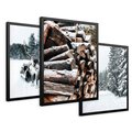 Zestaw obrazy w ramie 40x50 galeria - Zima, las, renifer, krajobraz - rama czarna