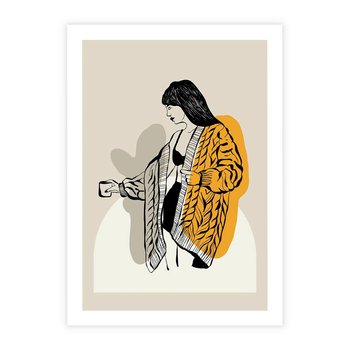 Plakat bez ramy 50x70 - Żółte Akcenty w Grafice - grafika, minimalizm