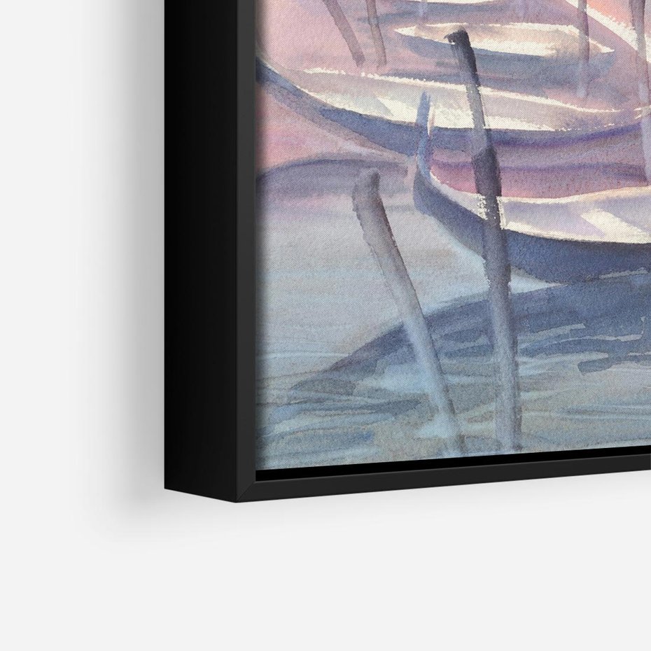 Obraz w ramie 50x50 - Romantyczne Zachody - akwarelowy rysunek, stonowane pastelowe kolory - rama czarna