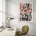 Plakat w ramie 50x70 - Modernistyczna Transcendencja - geometryczne kształty, mozaika - rama drewno