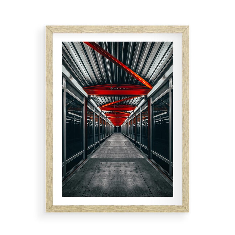 Plakat w ramie 50x70 - Nieskończoność Przestrzeni - korytarz, perspektywa - rama drewno