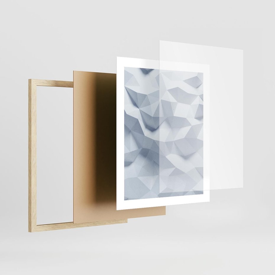Plakat w ramie 40x50 - Trójwymiarowa geometria - geometria, 3d - rama drewno