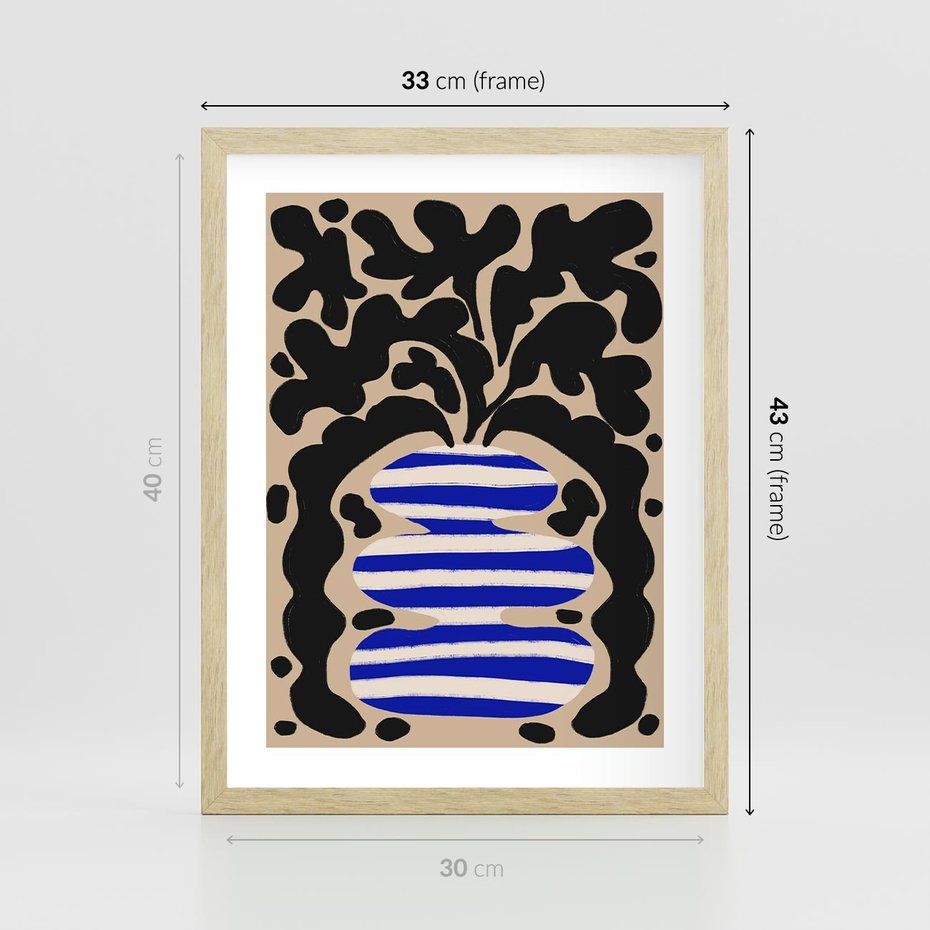 Plakat w ramie 30x40 - Boho Wizje - abstrakcyjny plakat, ciekawe formy - rama drewno