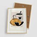 Plakat w ramie 50x70 - Śniadanie z Croissantem - grafika, croisant - rama drewno