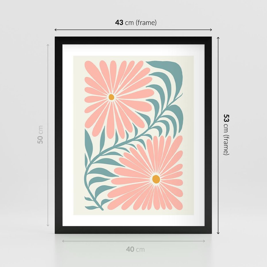 Plakat w ramie 40x50 - Kształtując Marzenia - kwiaty, sztuka nowoczesna - rama czarna