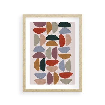 Plakat w ramie 50x70 - Kolorowe Echo Boho - abstrakcyjny obraz, geometryczna kompozycja - rama drewno