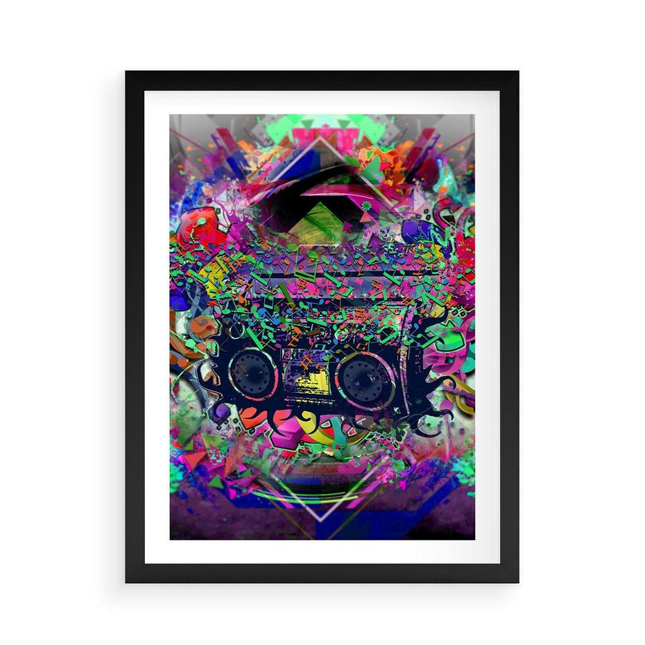 Plakat w ramie 50x70 - Harmonia Muzyki - grafika, muzyka - rama czarna