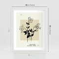Plakat w ramie 40x50 - Malowane szkicowe tęsknoty - kwiaty, typografia - rama biała