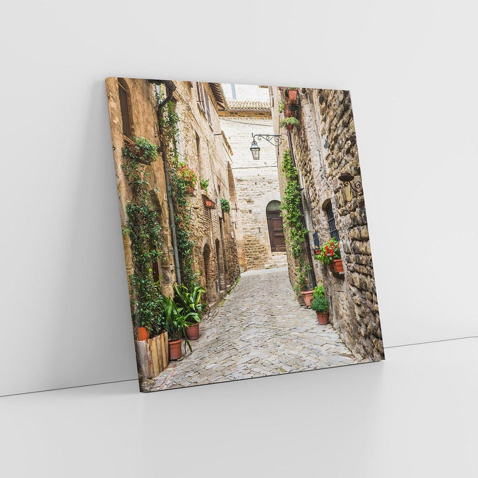 Obraz na płótnie 60x60 - Urok Uliczki we Włoszech - uliczka, Włochy