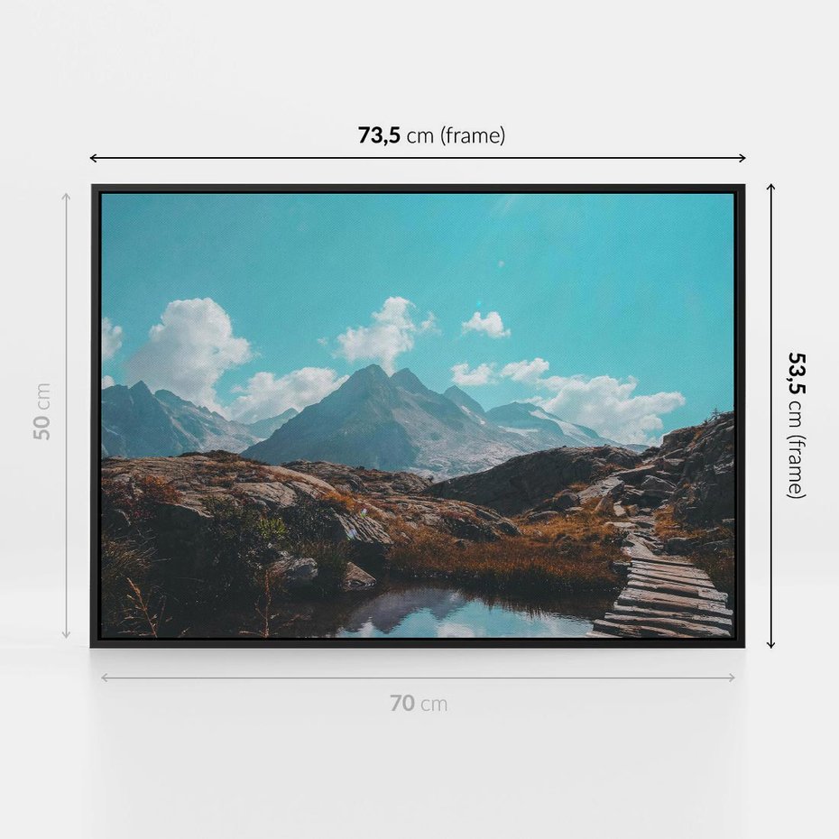 Obraz w ramie 70x50 - Inspirujący Pejzaż - ścieżka, górska - rama czarna