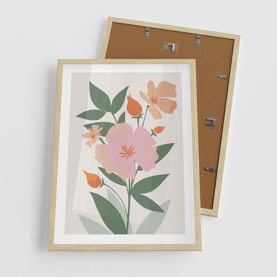 Plakat w ramie 50x70 - Kwiatowe Nastroje - kwiat, sztuka nowoczesna - rama drewno