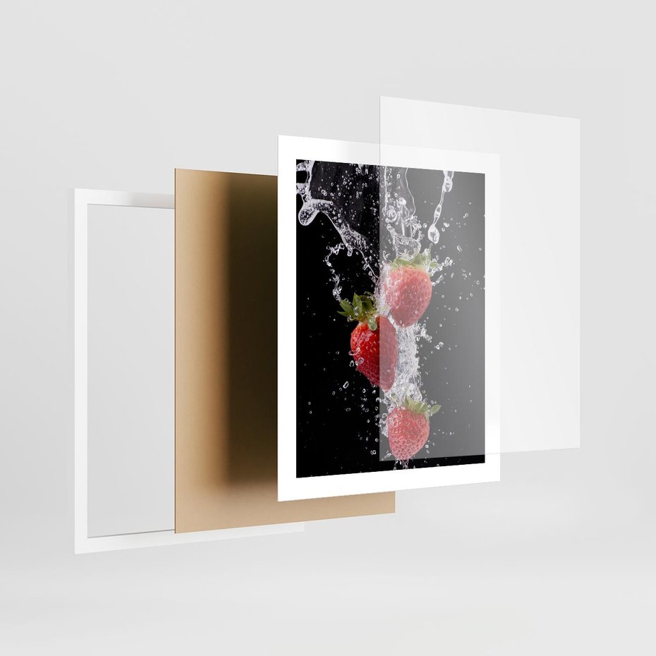 Plakat w ramie 40x50 - Słodki urok truskawek - truskawki, owoce - rama biała