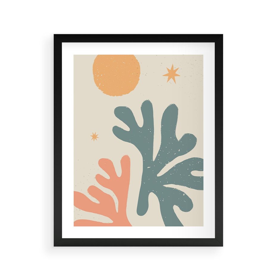 Plakat w ramie 40x50 - Inspirująca Równowaga - boho formy, kształty - rama czarna