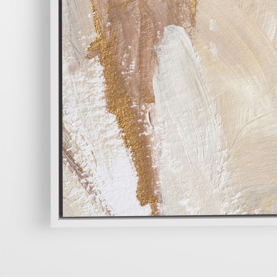 Obraz w ramie 120x80 - Elegancja w Złocistym Chaosie - złoto beż, abstrakcja - rama biała