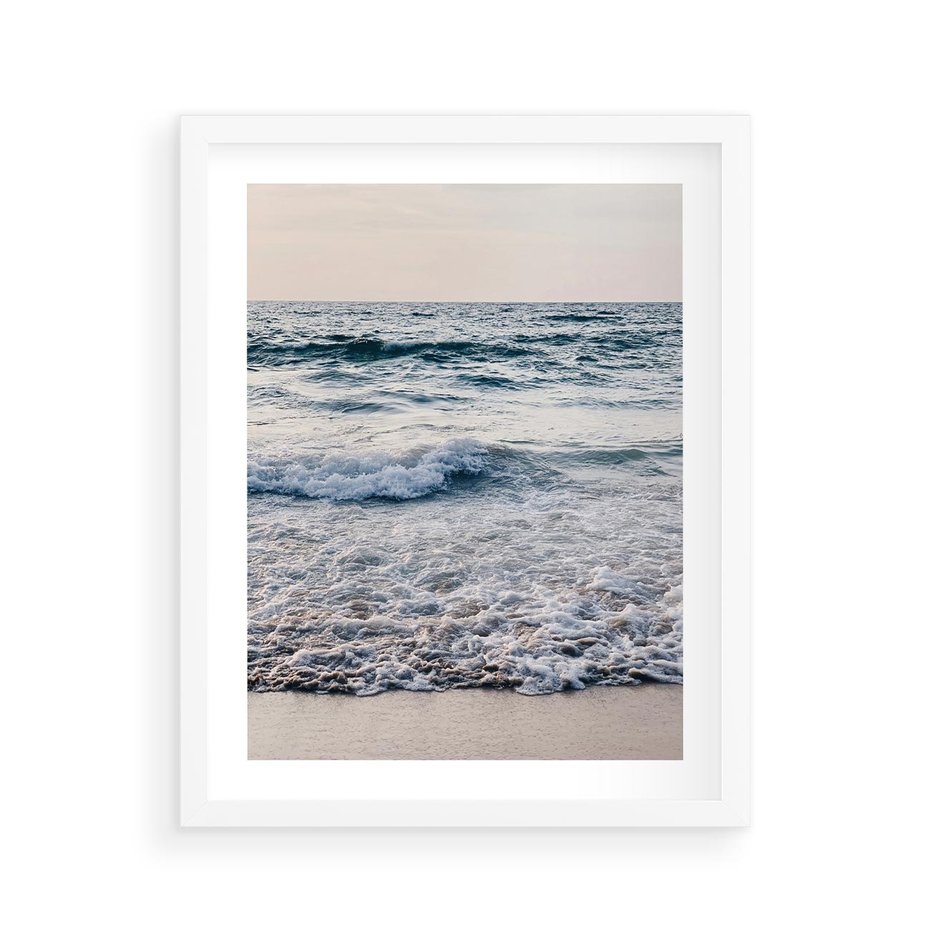 Plakat w ramie 40x50 - Malowniczy Nadmorski Krajobraz - morze, fale - rama biała