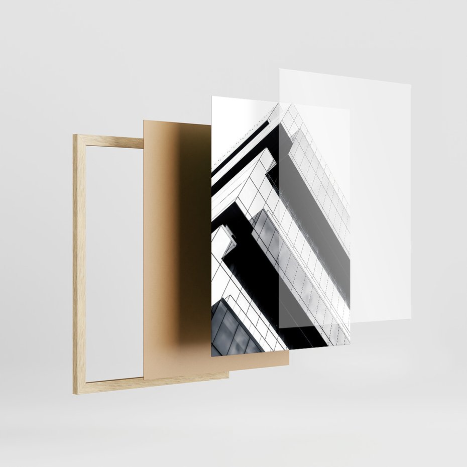 Zestaw obrazy w ramie 50x70 galeria - Architektura, tryptyk - rama drewno