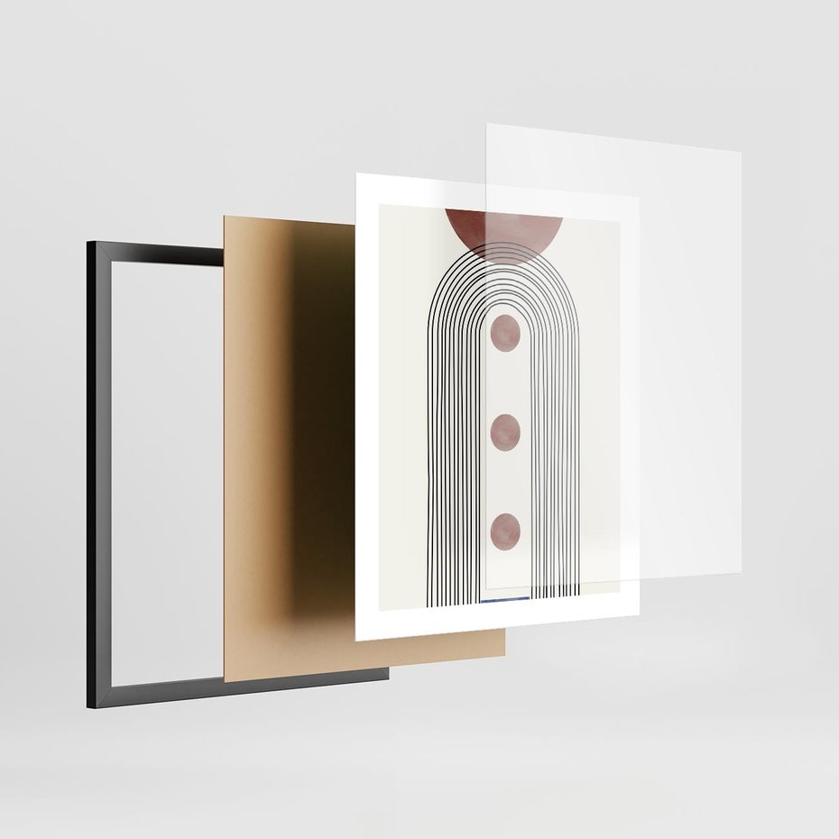 Plakat w ramie 40x50 - Symfonia Kształtów - nowoczesny plakat, styl midcentury - rama czarna