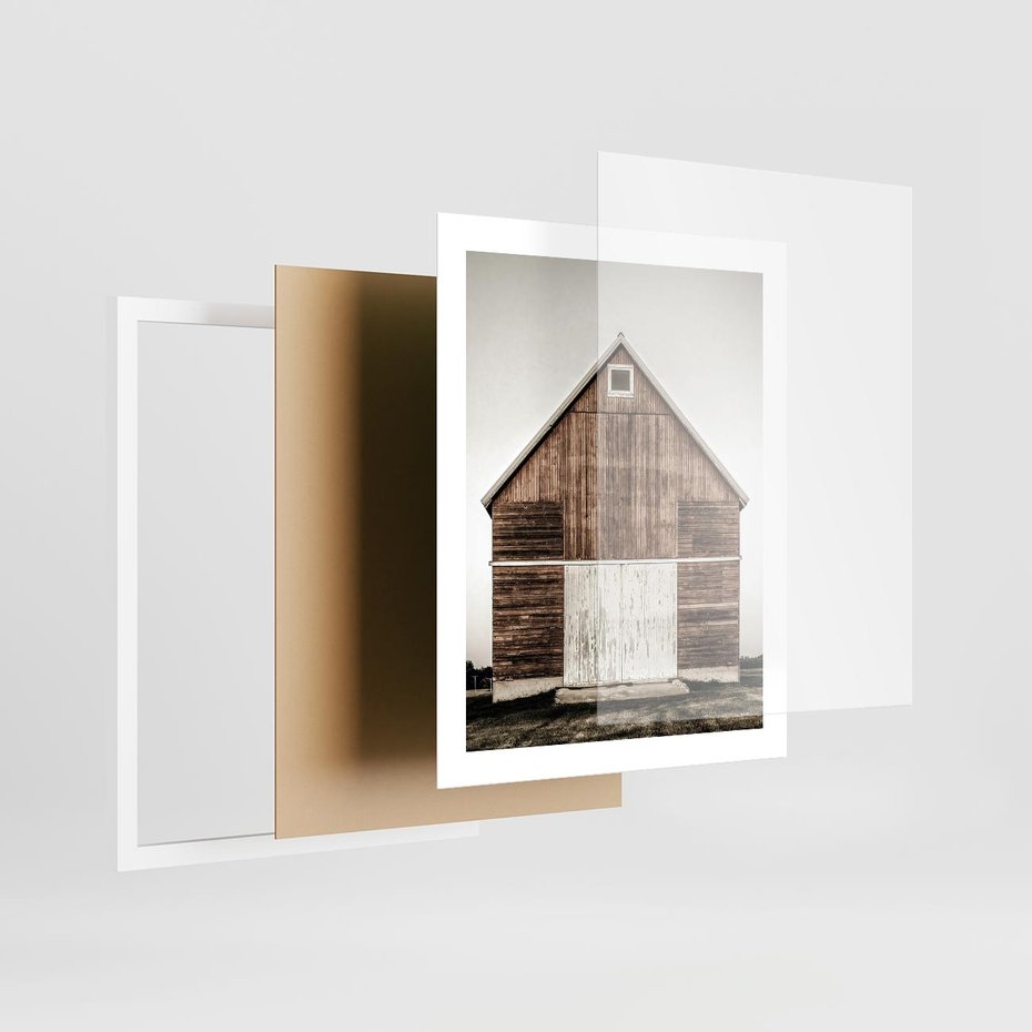 Plakat w ramie 40x50 - Rustykalny Drewniany Domek - domek, drewniany dom - rama biała
