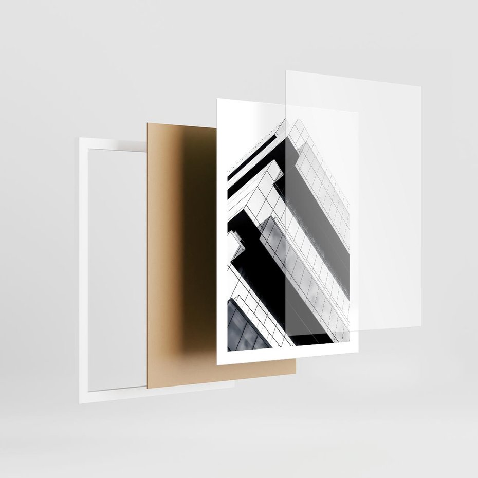 Plakat w ramie 50x70 - Nowoczesna Surowość: Wieżowiec na Czarno-Białej Grafice - architektura, wieżowiec - rama biała