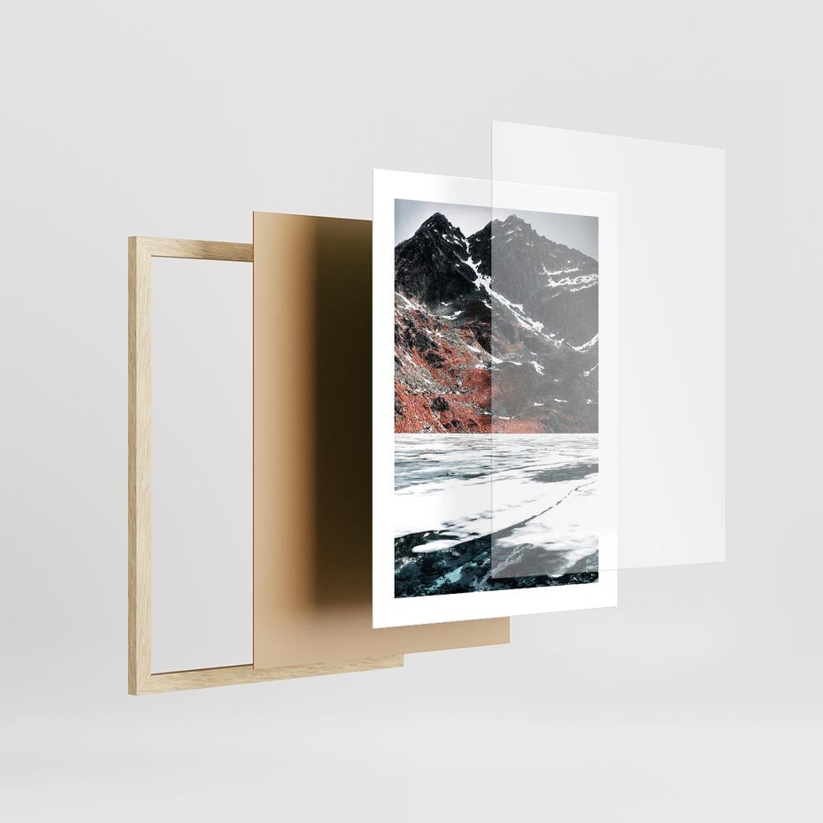 Plakat w ramie 30x40 - Śnieżna Opowieść - górski krajobraz, zima w górach - rama drewno