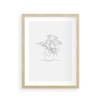 Plakat w ramie 50x70 - Rozkwitające Formy - szkic, minimalizm - rama drewno