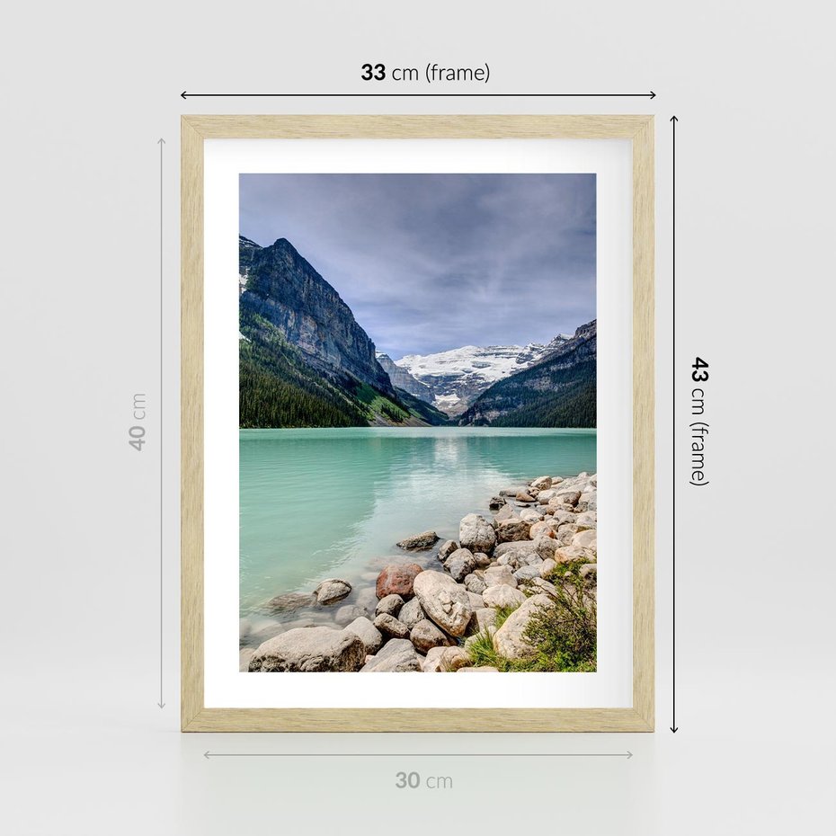 Plakat w ramie 30x40 - Górskie jezioro - spokój i piękno - jezioro, górskie - rama drewno