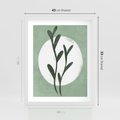 Plakat w ramie 40x50 - Kształty Zielonego Ukojenia - zielony plakat, roślinne motywy - rama biała