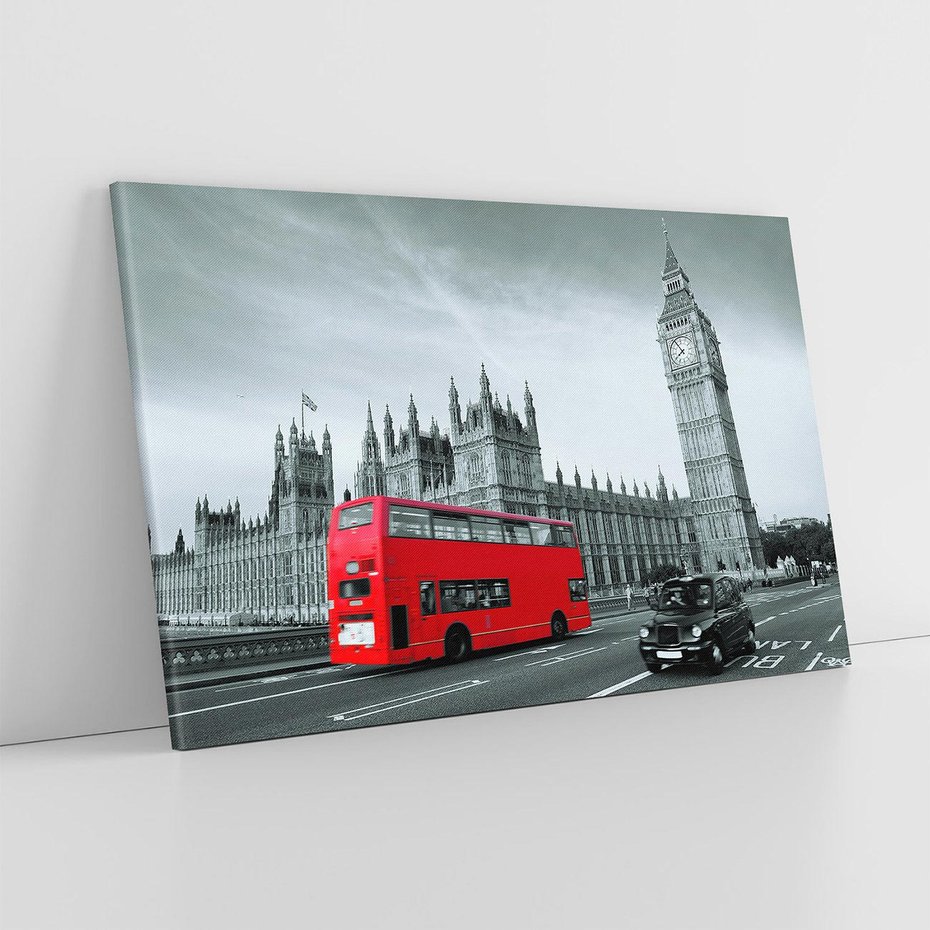 Obraz na płótnie 70x50 - Ikony Londynu: Autobus i Big Ben - Londyn, autobus