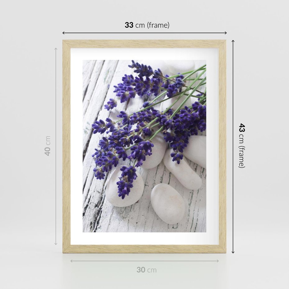 Plakat w ramie 30x40 - relaks z aromatem - lawenda, spa - rama drewno