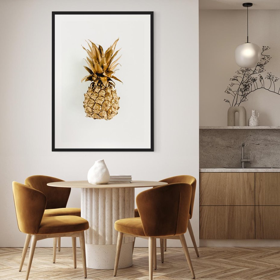 Plakat bez ramy 50x70 - Ekskluzywny Akcent - złoty, ananas