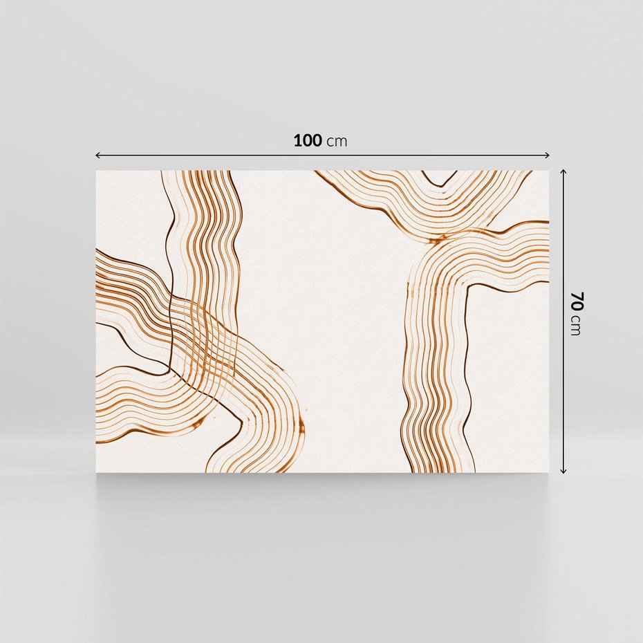 Obraz na płótnie 100x70 - Ścieżki pędzla i myśli - minimalistyczna kompozycja, abstrakcyjne brązowe linie na białym tle