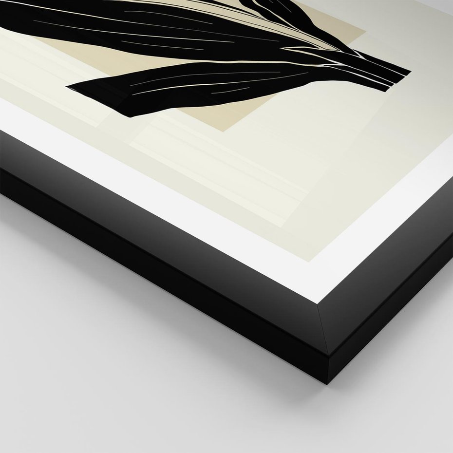 Plakat w ramie 50x70 - Harmonia liści - minimalistyczny obraz, szkic - rama czarna