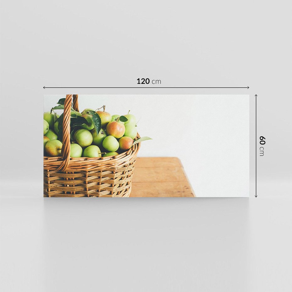 Obraz na płótnie 120x60 - Koszyk Jabłek - Świeżo Zbierane - koszyk, jabłka