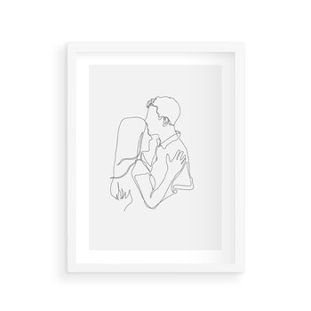 Plakat w ramie 50x70 - Bezgraniczne Przenikanie - para zakochanych, kobieta i mężczyzna - rama biała
