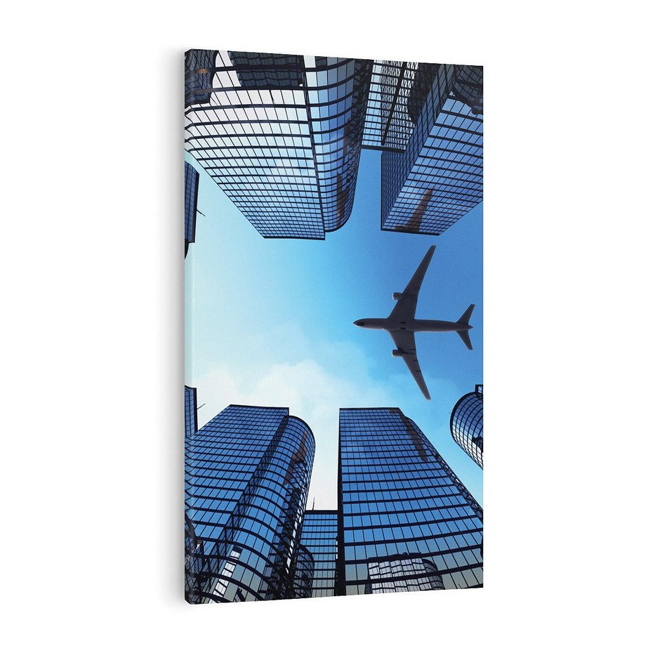 Obraz na płótnie 70x100 - Miasto o niezwykłym widoku - latające samoloty - miasto, samolot