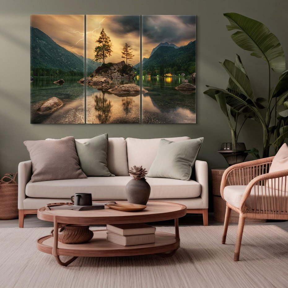 Obraz na płótnie 120x80 - Jezioro Górskie - Spotkanie z Naturą - jezioro, góry